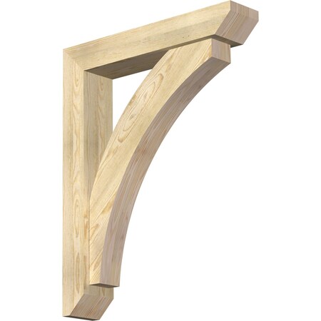 Ekena Millwork Thorton Slat Rough Sawn Bracket w/ Offset Brace, Douglas Fir, 6"W x 30"D x 38"H BKT0604X30X38THR06RDF